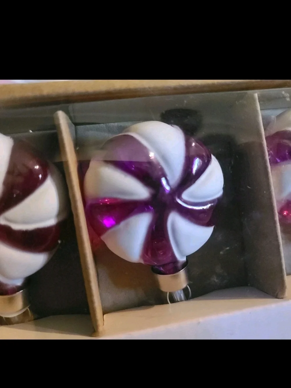 10pc Vintage String Light Garland 10' Pink Peppermint Candy Cane Swirl New